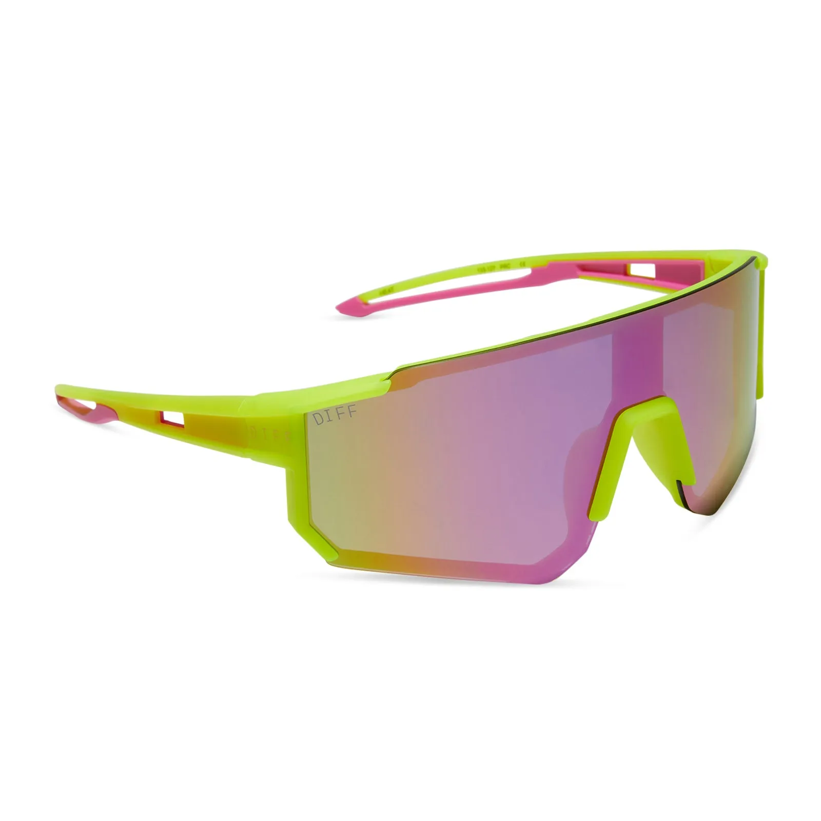 HEAT - NEON YELLOW   PINK RUSH MIRROR   POLARIZED SUNGLASSES