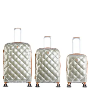 It Luggage St.Tropez Polycarbonate Hard Sided Suitcase  in Dark Champagne 29.3,26.8,21.5,14.1 Set of 3 Inches 25% Expansion and 8 Wheel Trolley Bag