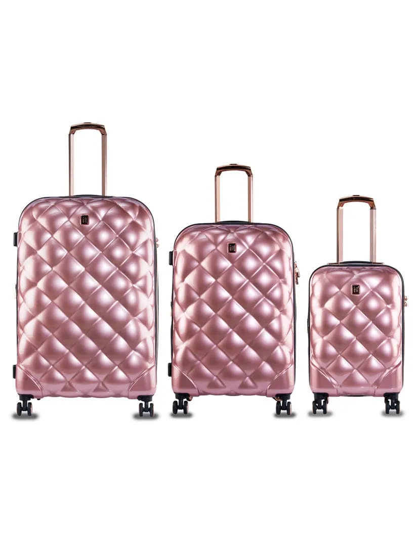 It Luggage St.Tropez Polycarbonate Hard Sided Suitcase  in Dark Champagne 29.3,26.8,21.5,14.1 Set of 3 Inches 25% Expansion and 8 Wheel Trolley Bag