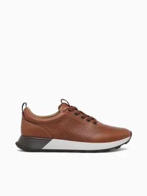 Kinnon Perfed Jogger Tan Full Grain