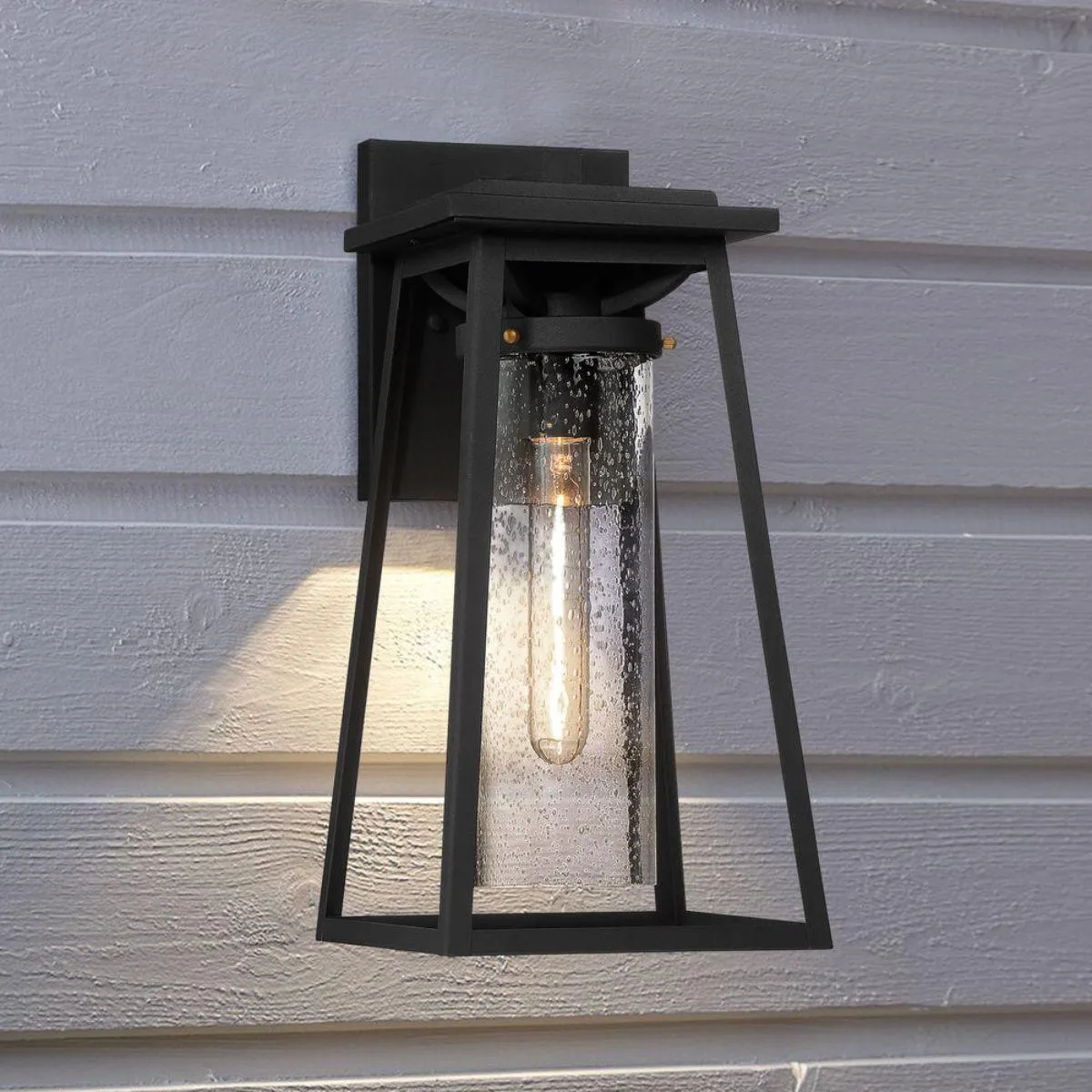 Lanister Court 16 in. Outdoor Wall Lantern Black & Gold Finish