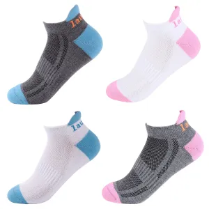 Laulax 4 pairs Ladies Professional Coolmax Running Socks, Achilles Tendon Protection, Size UK 3 - 8 / Europe 36 - 42, Gift Set