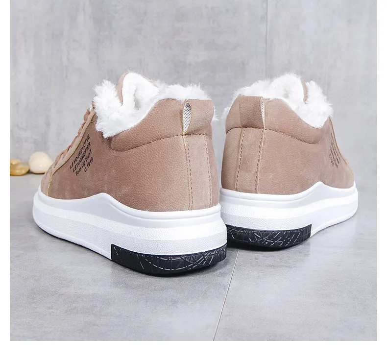 Little Girl Plus Plush Warm Winter Shoes New Winter Junior High School Students Leather Leisure Casual Flat Bottom Leisure 2