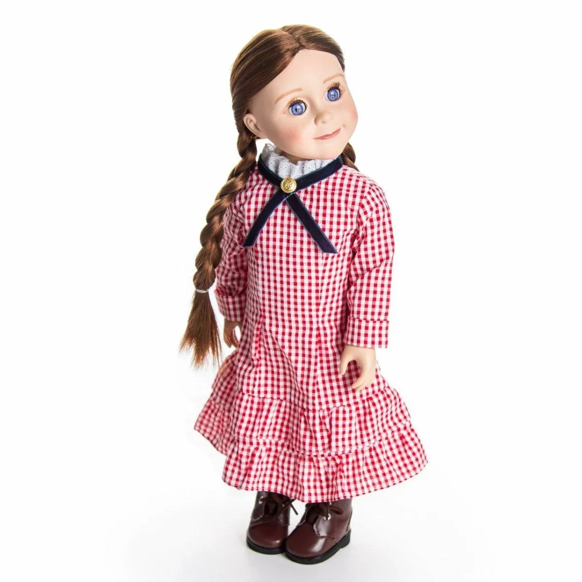 Little House On The Prairie Red Check Dress, Clothes for 18 Inch Dolls