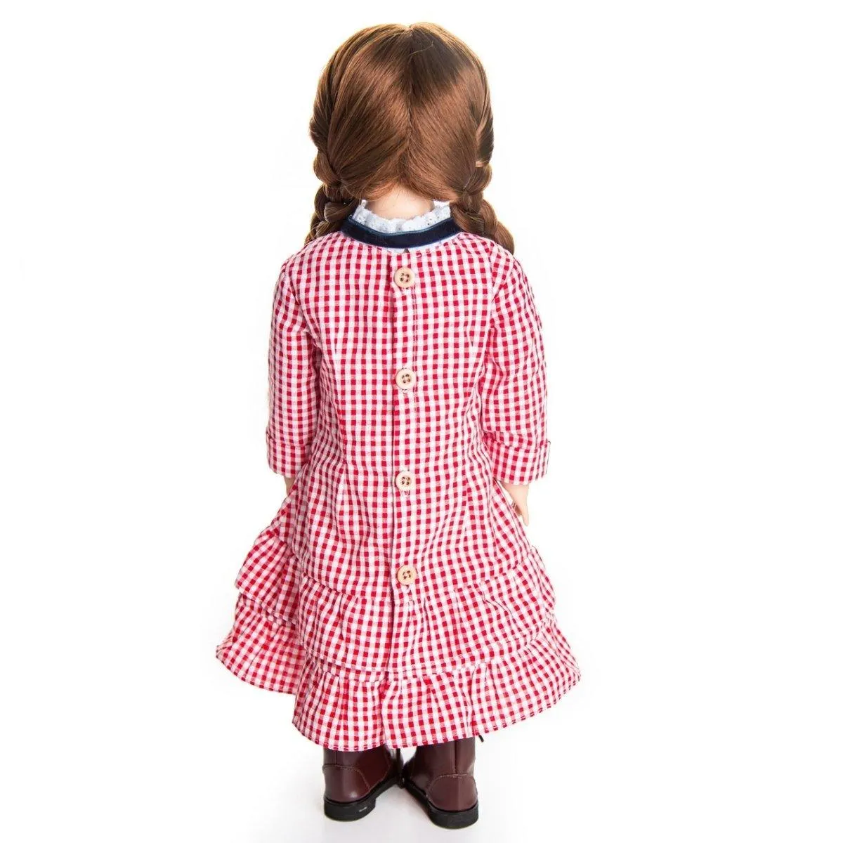 Little House On The Prairie Red Check Dress, Clothes for 18 Inch Dolls