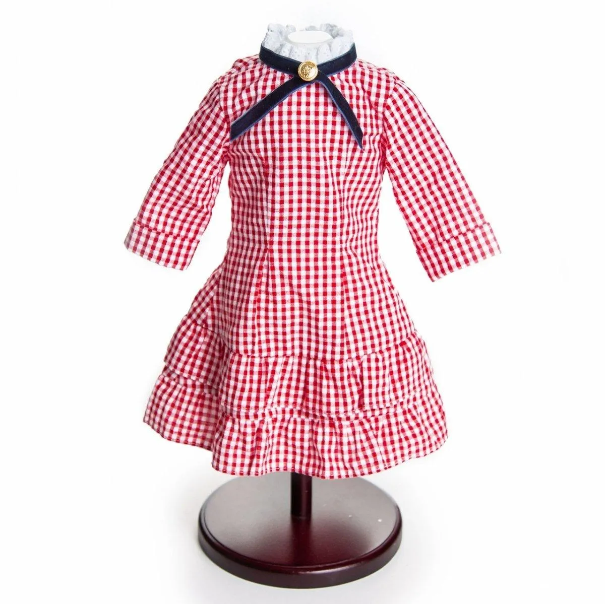 Little House On The Prairie Red Check Dress, Clothes for 18 Inch Dolls