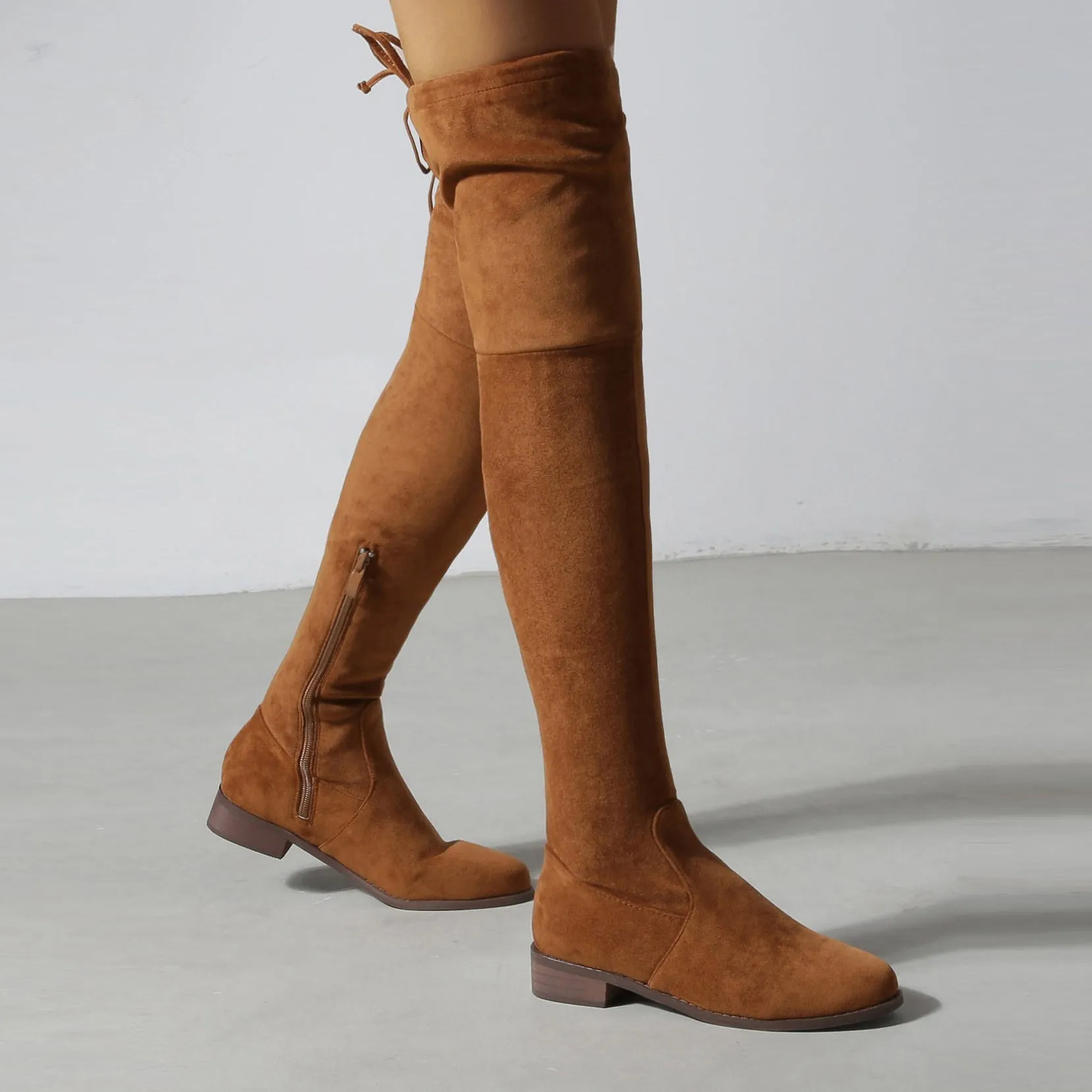 Low Heeled Round Toe Over-knee High Boots