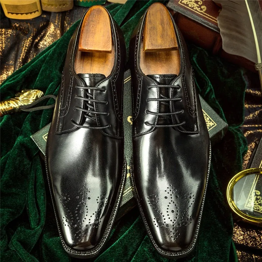 LuxeLace Exotic Leather Lace-Up Dress Shoes