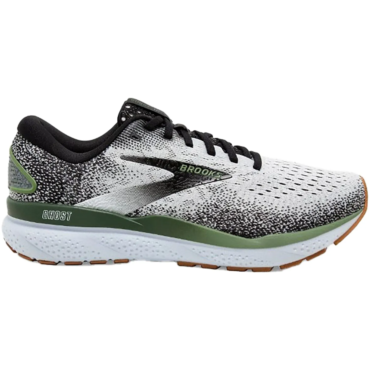 Men's Brooks Ghost 16 White/Black/Green Mesh