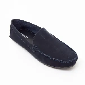 Mens Suede Casual Slip On Shoes - 4611-P_Navyblue