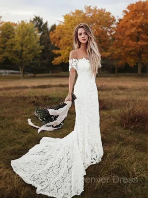 Mermaid Off-the-Shoulder Court Train Lace Wedding Dresses