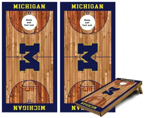 Michigan Basketball Court Cornhole Wraps