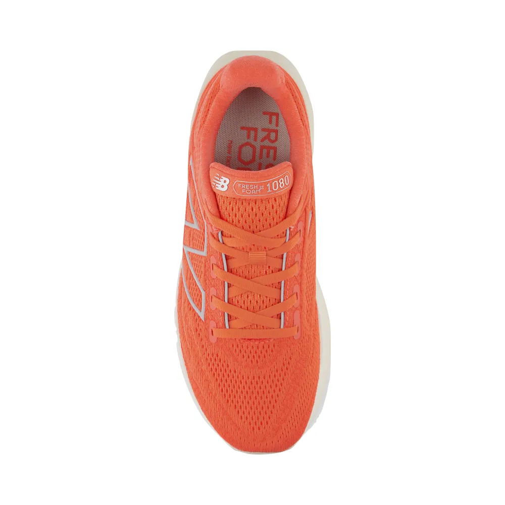 New Balance Women's Fresh Foam X 1080v13 in Gulf Red with Linen and Silver Metallic