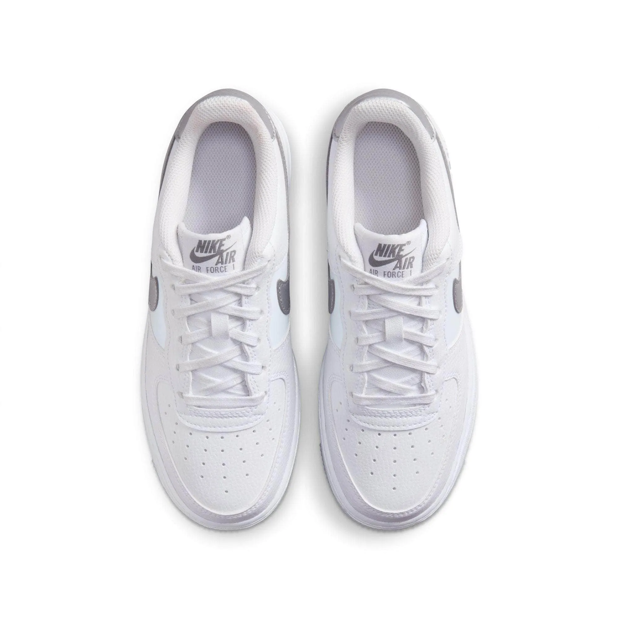 Nike Air Force 1 "White & Football Grey" - Boy's Grade School