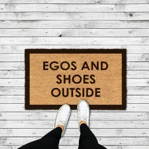 OnlyMat EGOS AND SHOES OUTSIDE Printed Natural Coir Door mat