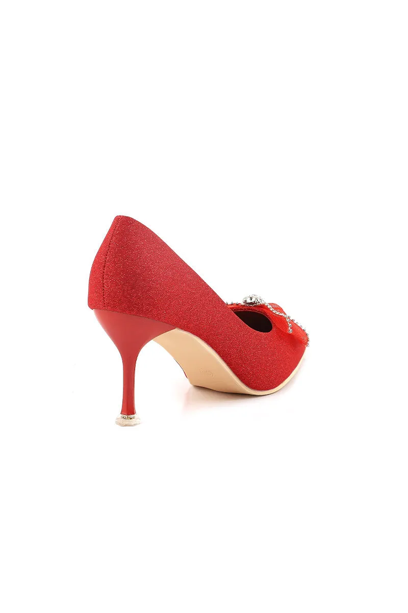 Party Wear Court Shoes I44417-Red