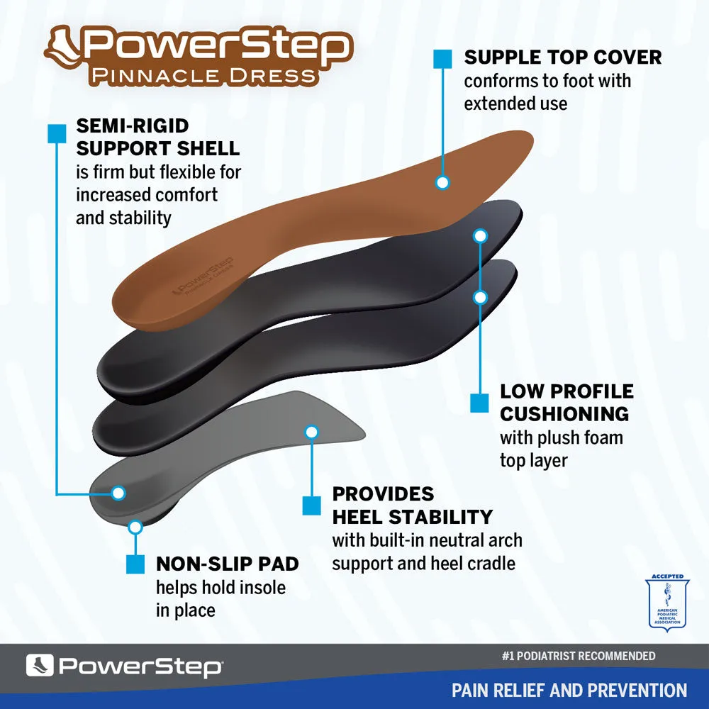 PowerStep Dress Insoles | Arch Pain Relief Orthotic for Dress Shoes