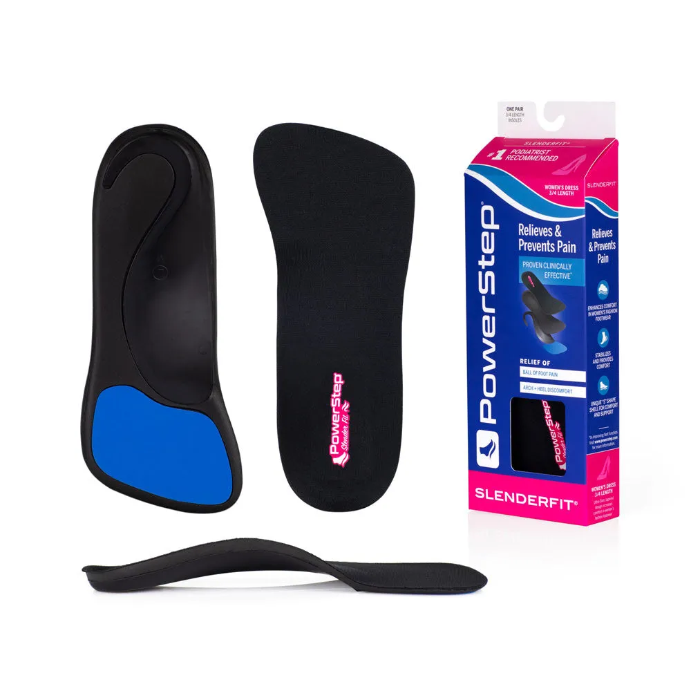 PowerStep SlenderFit 3/4 Insoles | Arch Support Shoe Insert for High Heels