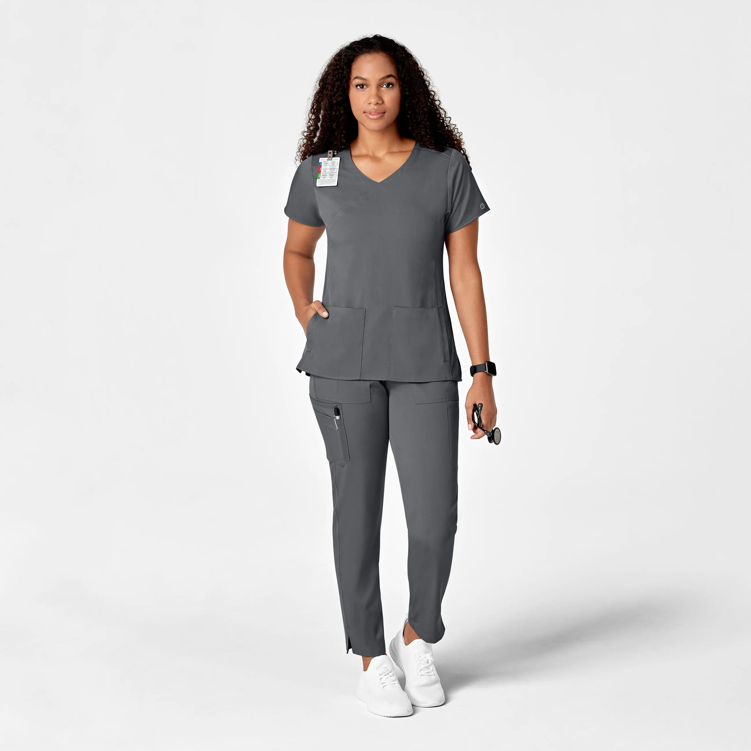 PRO Women's Slim Leg Cargo Scrub Pant - Pewter