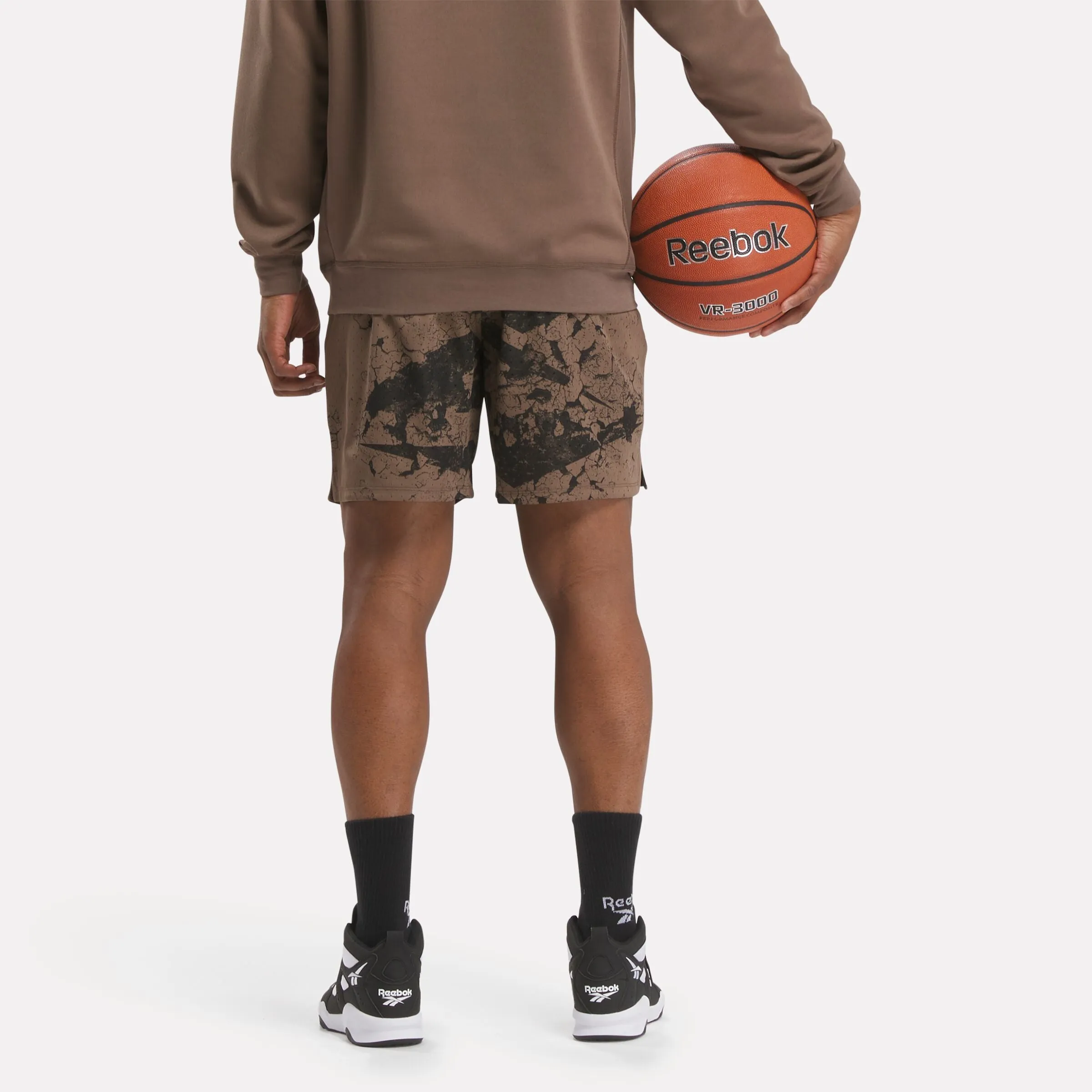 Reebok Basketball Transition Allover Print Shorts Utility Brown