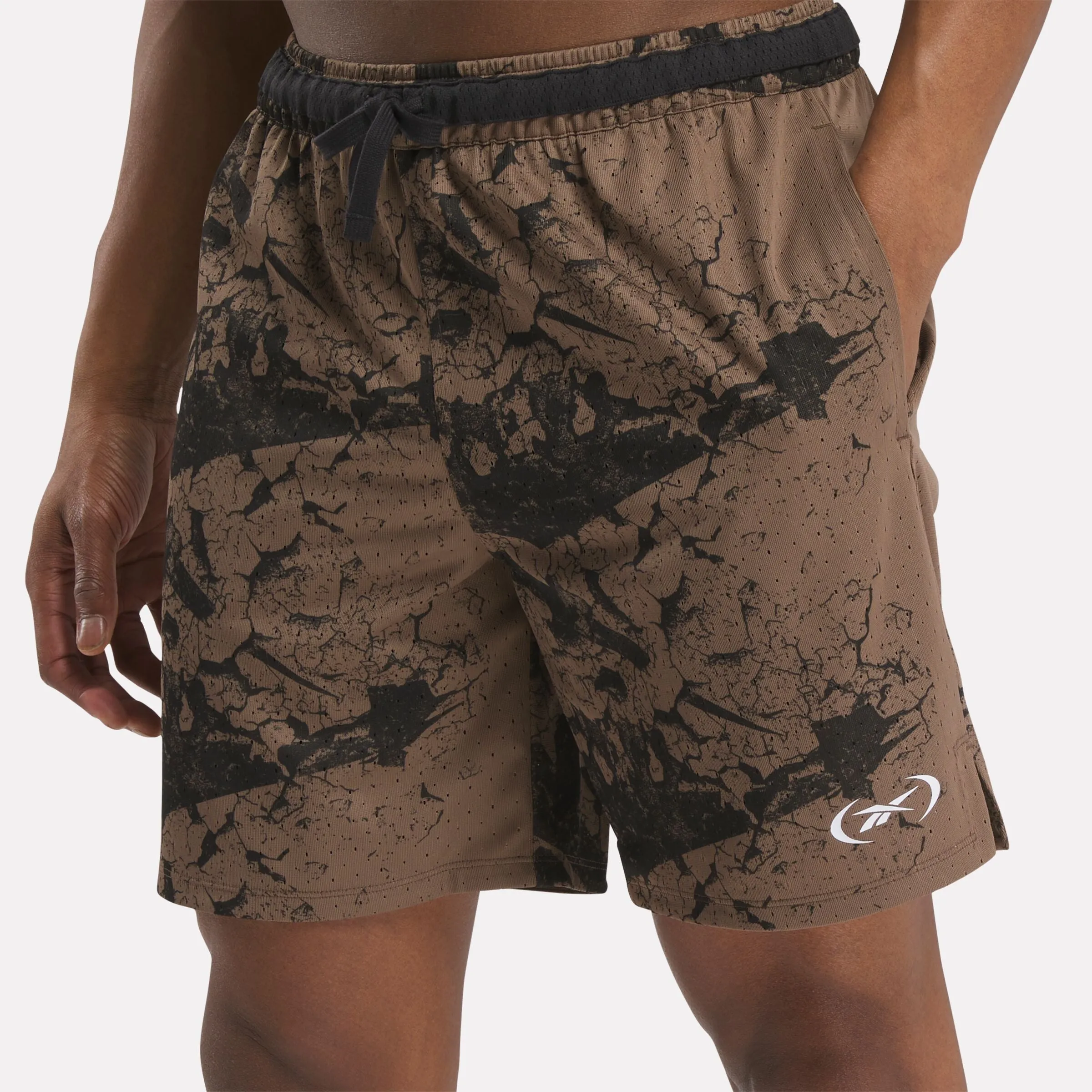 Reebok Basketball Transition Allover Print Shorts Utility Brown