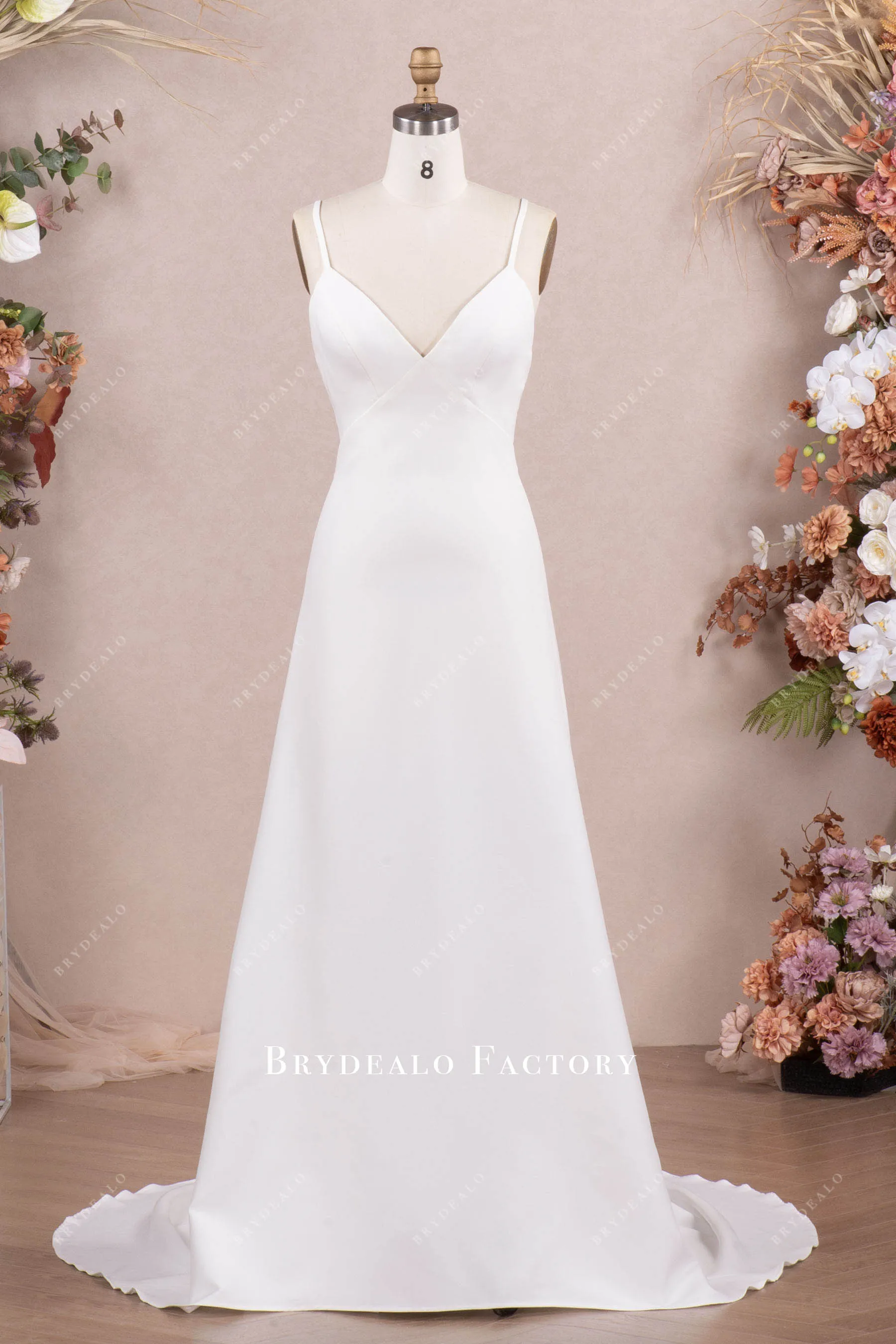 Refined Matte Crepe Thin Strap Sleeveless Bridal Slip Dress