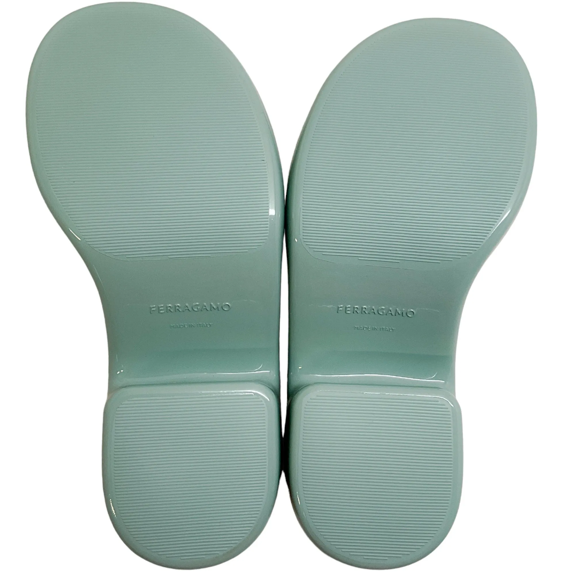 Salvatore Ferragamo 55mm Light Sage Chunky Rubber Open Toe Slides