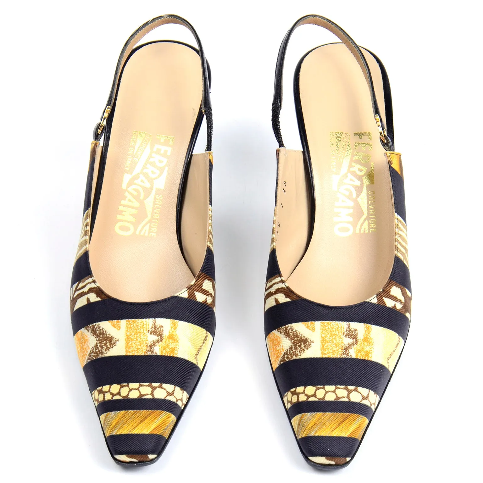 Salvatore Ferragamo Scarf Print Slingback Shoes Pumps