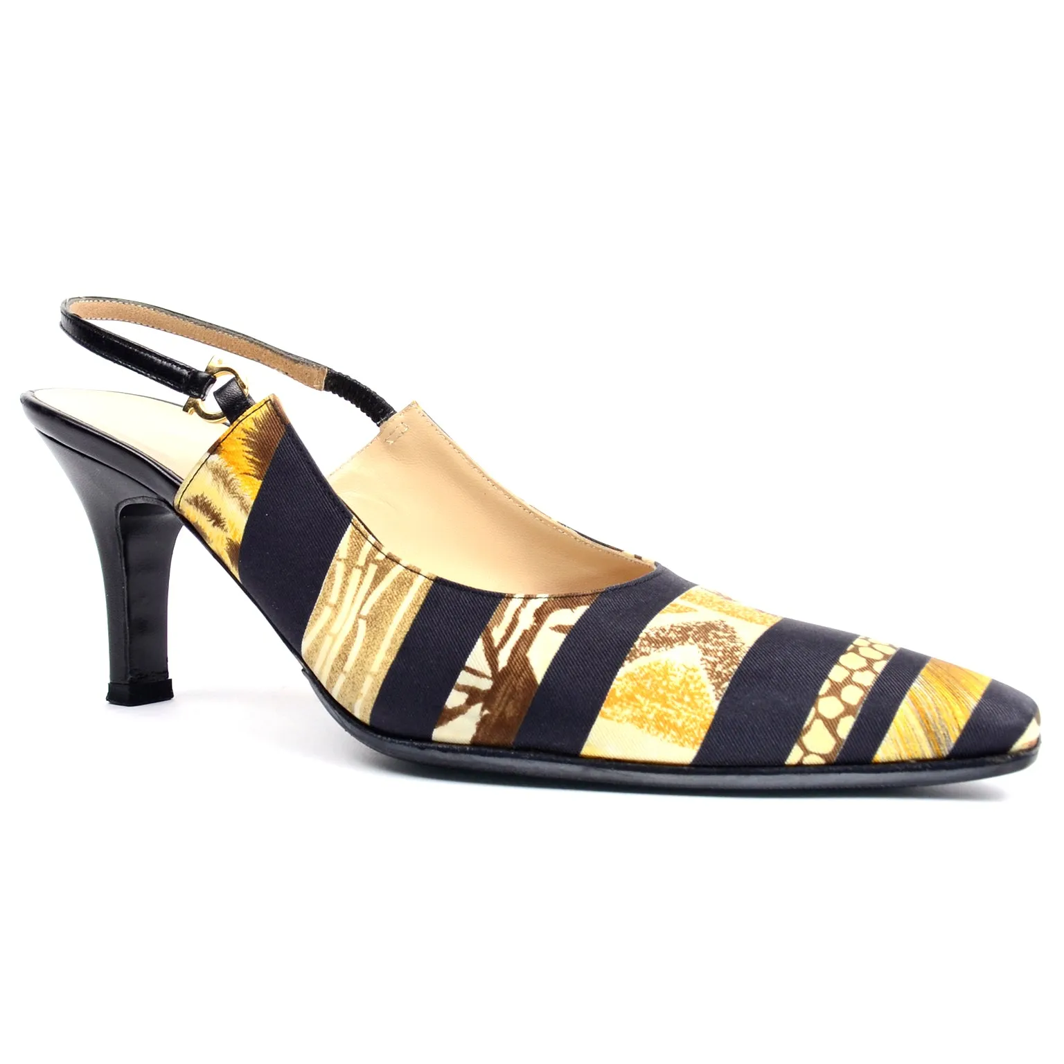 Salvatore Ferragamo Scarf Print Slingback Shoes Pumps