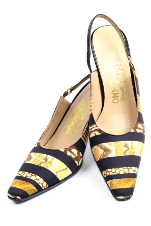 Salvatore Ferragamo Scarf Print Slingback Shoes Pumps