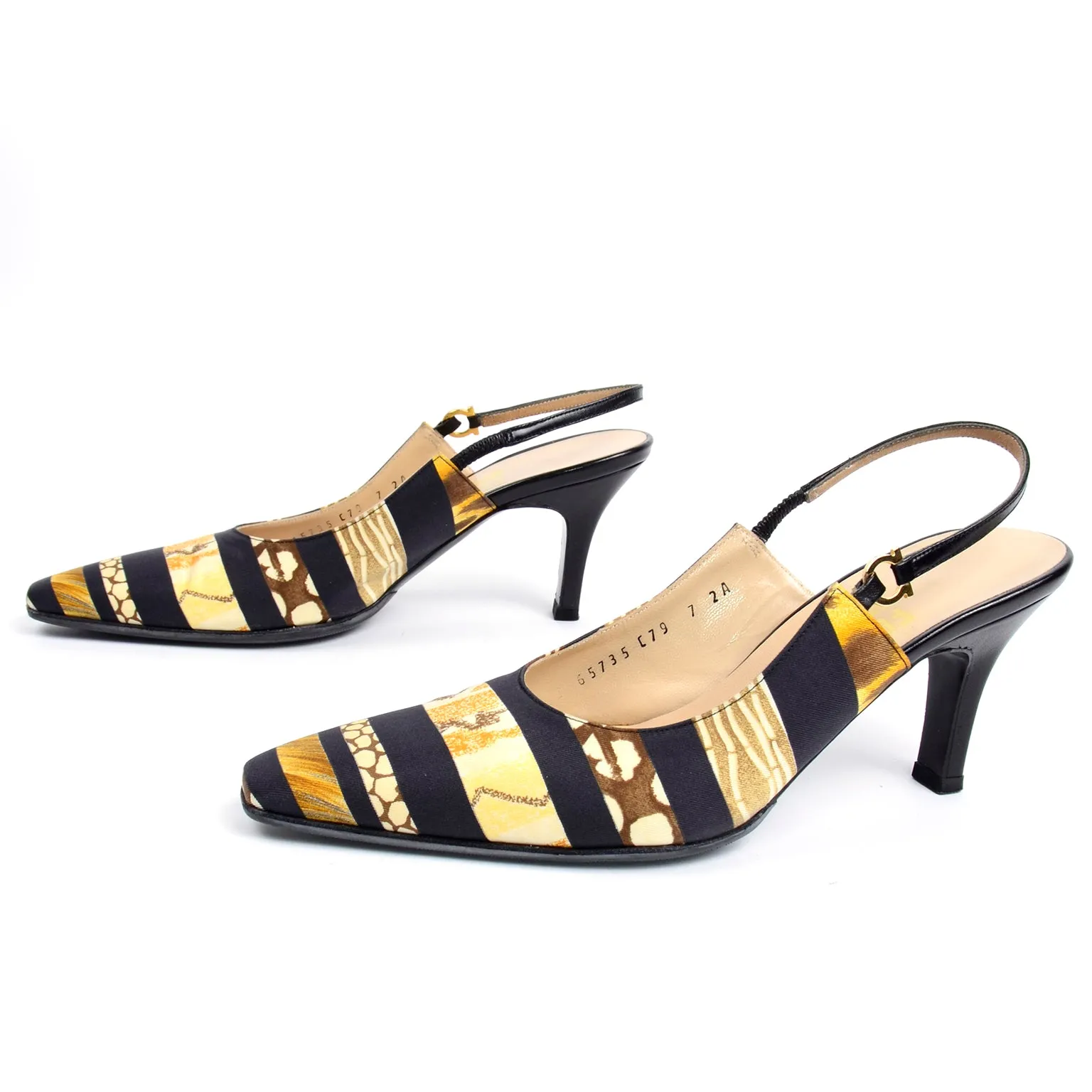 Salvatore Ferragamo Scarf Print Slingback Shoes Pumps