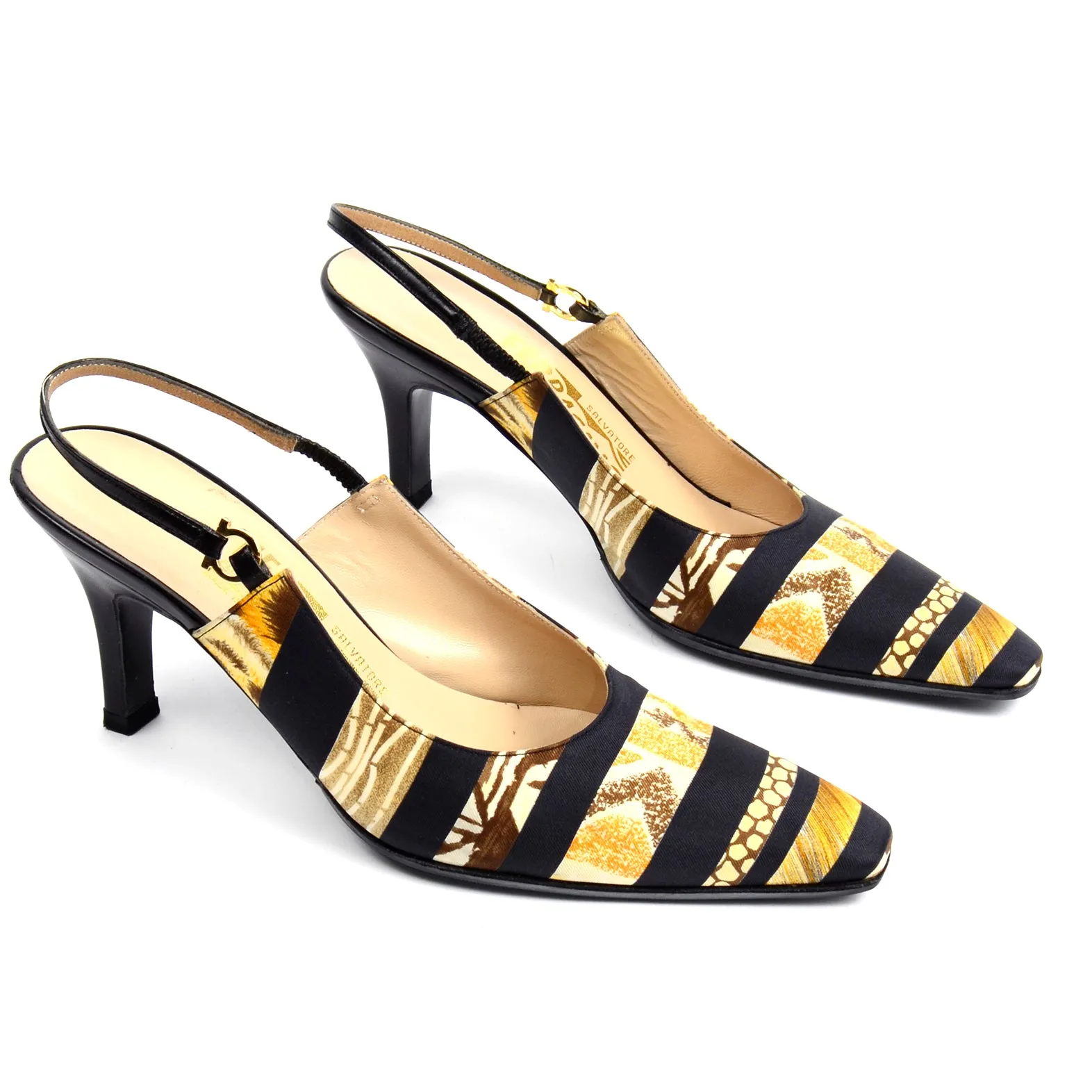 Salvatore Ferragamo Scarf Print Slingback Shoes Pumps