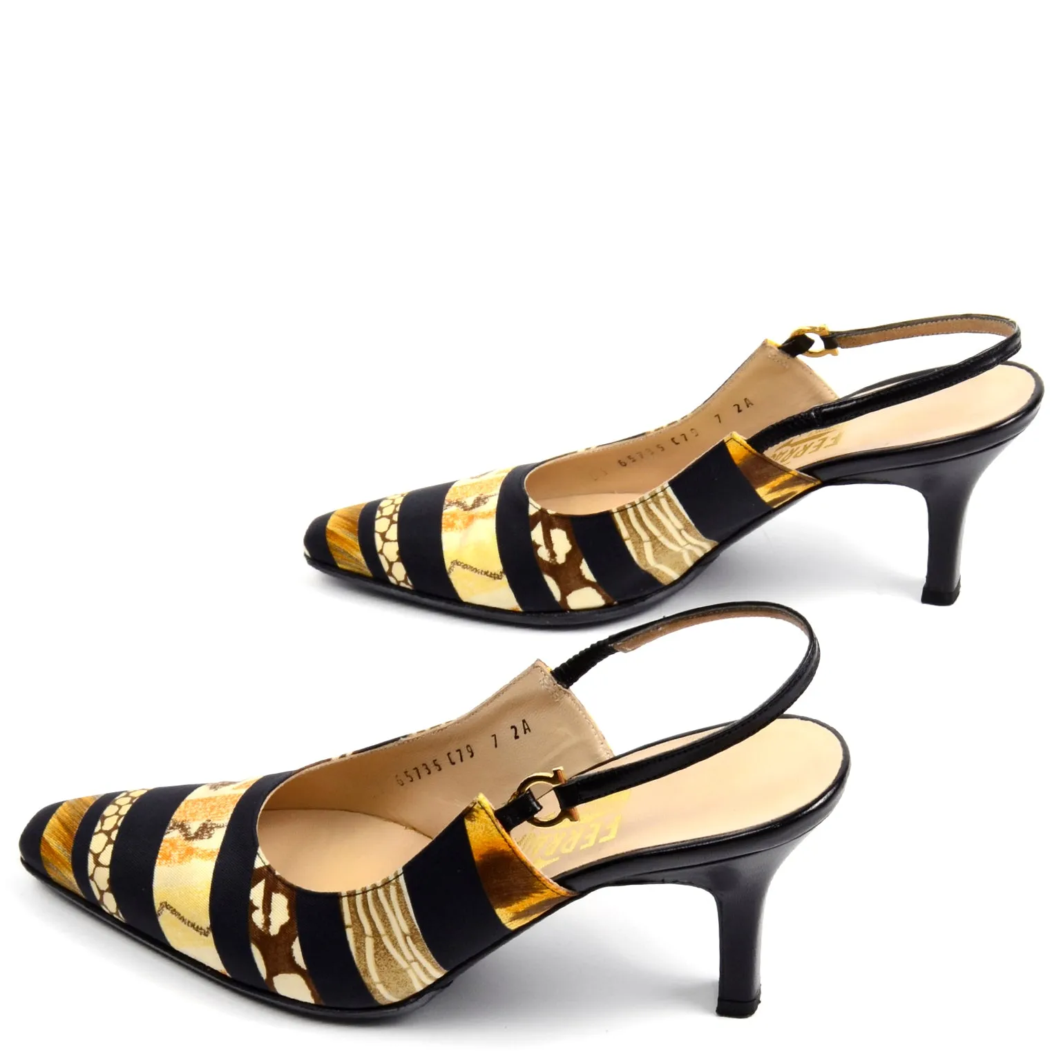 Salvatore Ferragamo Scarf Print Slingback Shoes Pumps