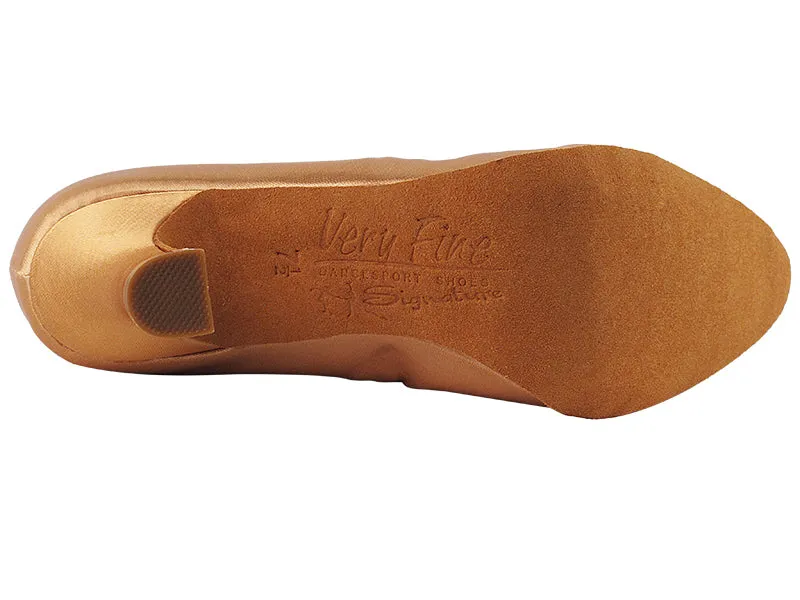 Signature Series Closed Toe Tan Satin Smooth/Standard Dance Shoe