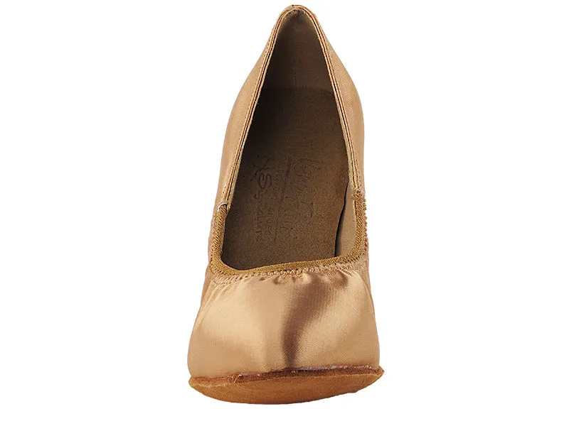 Signature Series Closed Toe Tan Satin Smooth/Standard Dance Shoe