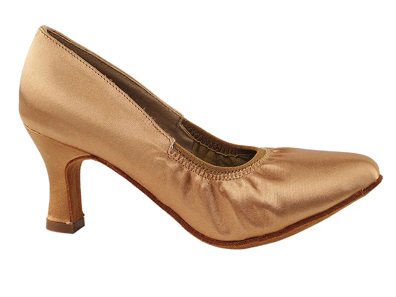 Signature Series Closed Toe Tan Satin Smooth/Standard Dance Shoe