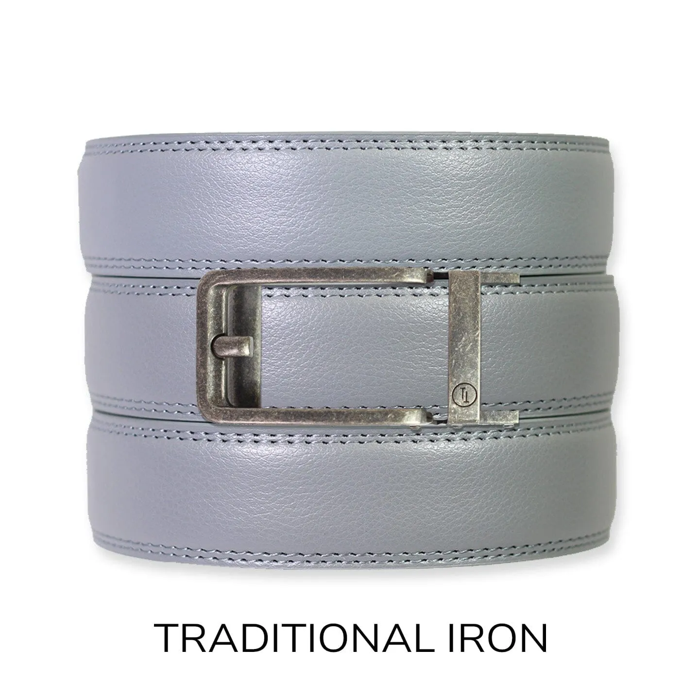 Slate Leather Ratchet Belt & Buckle Set