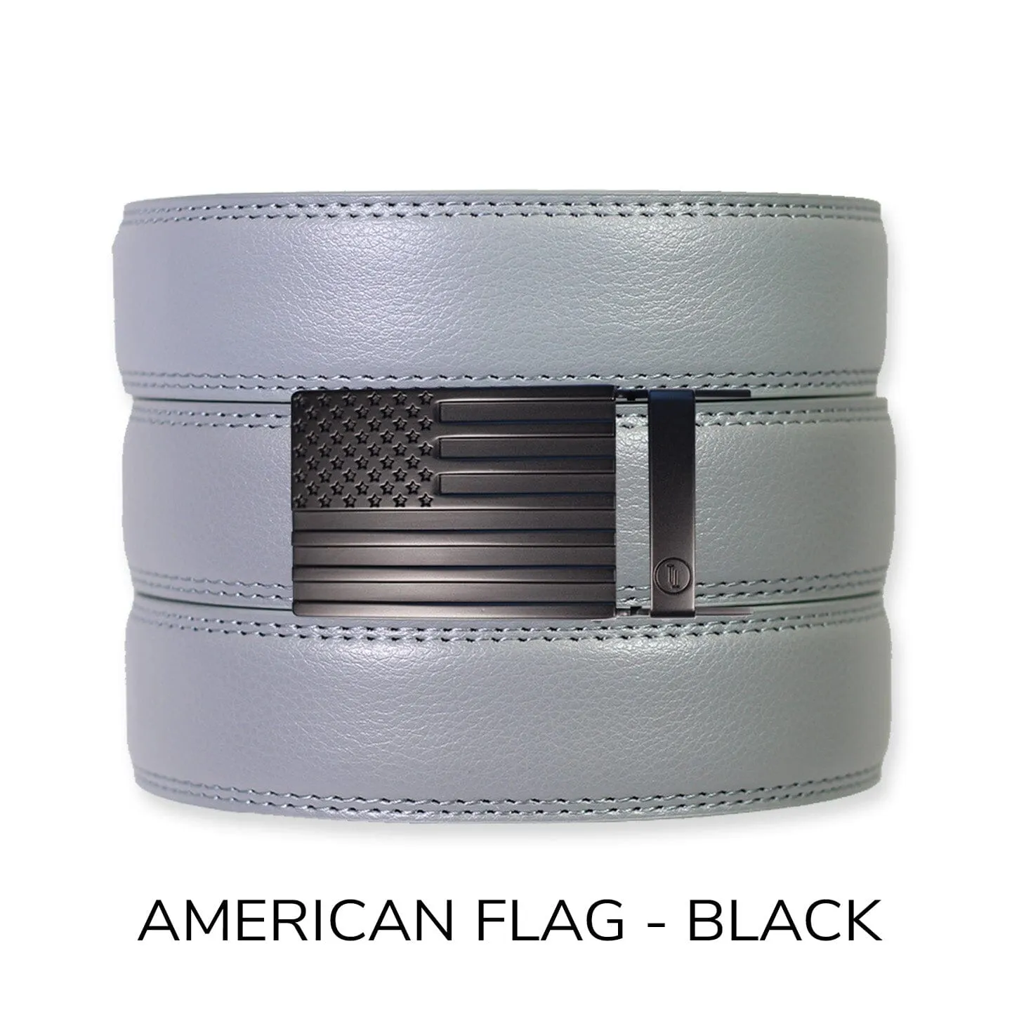 Slate Leather Ratchet Belt & Buckle Set