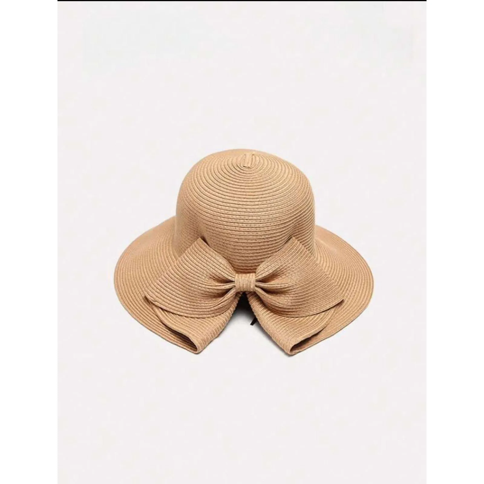 Straw Hat With Bowknot & Wide Brim Hat