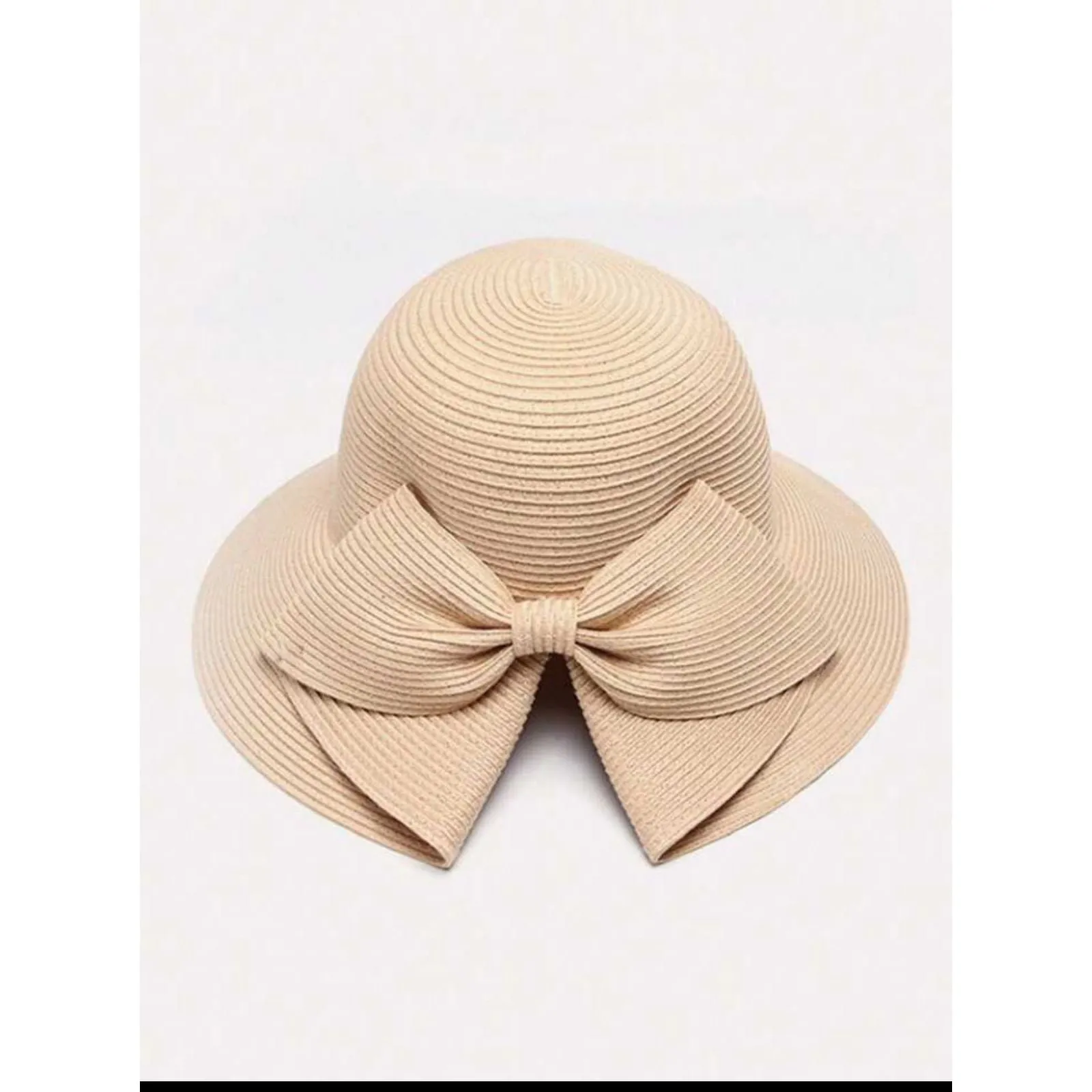 Straw Hat With Bowknot & Wide Brim Hat