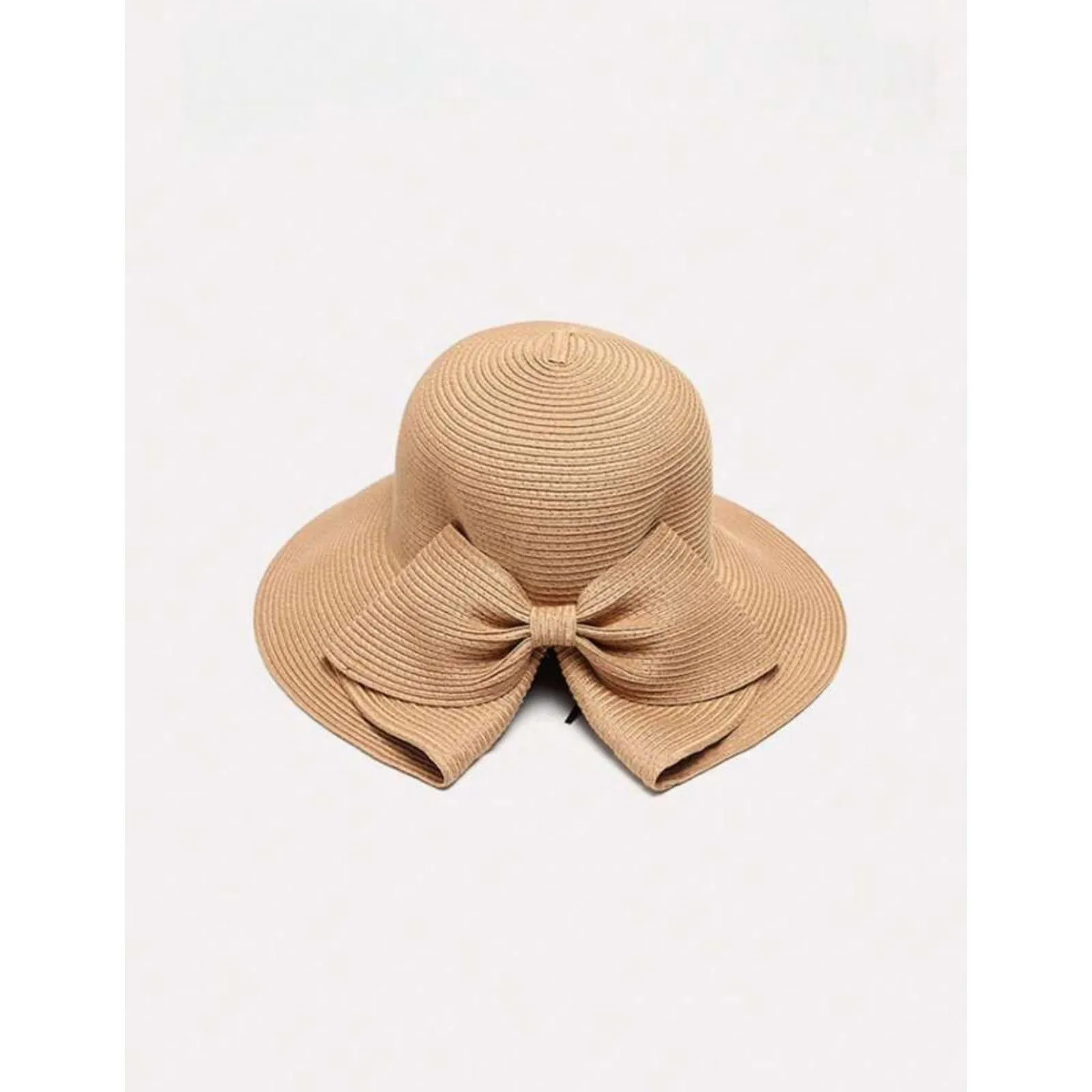 Straw Hat With Bowknot & Wide Brim Hat