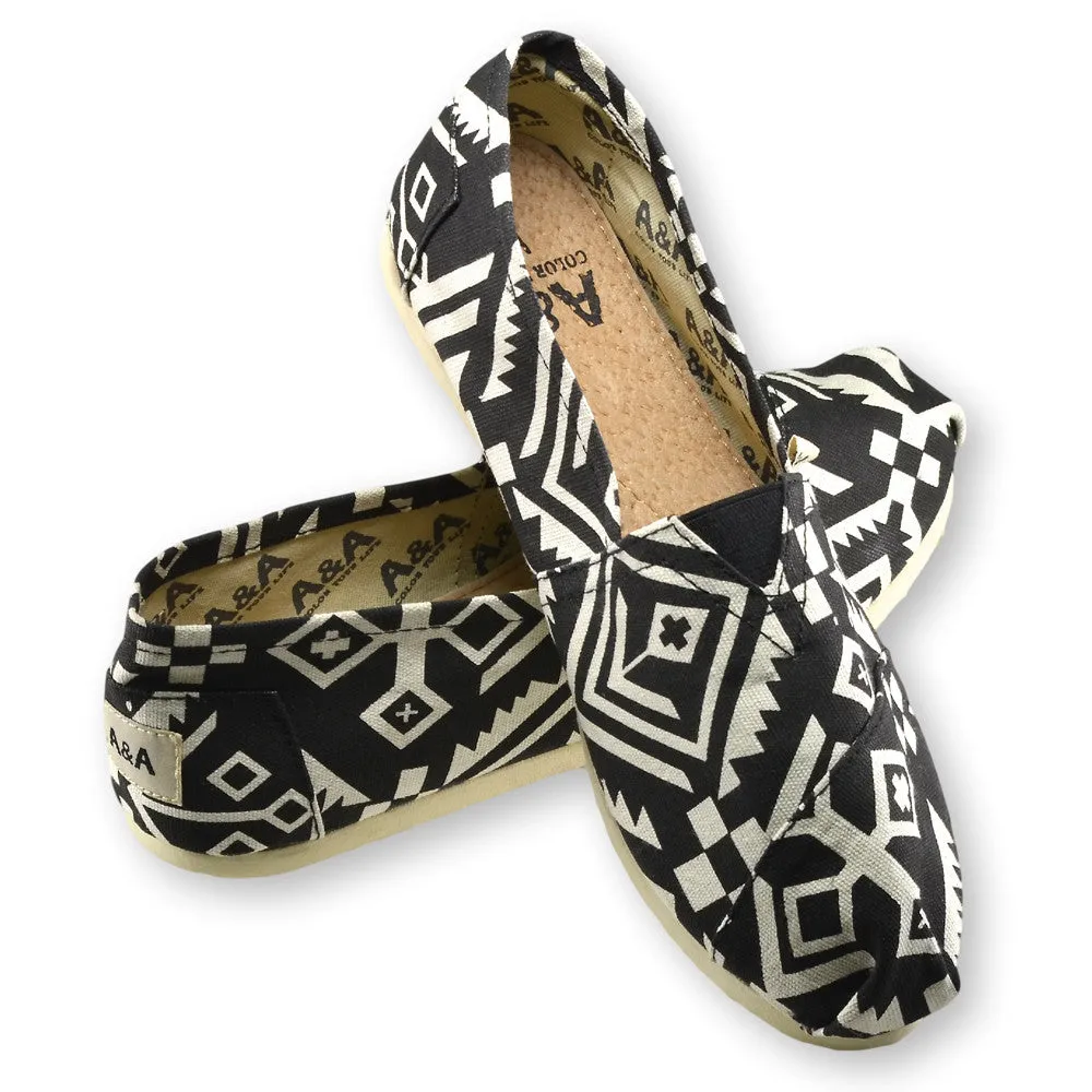 Tribu Black Canvas Slip On Shoes for Women