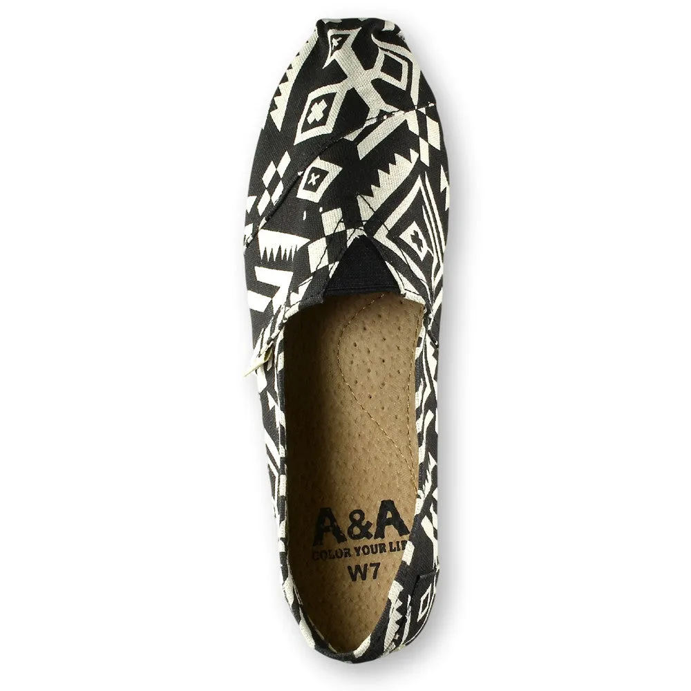 Tribu Black Canvas Slip On Shoes for Women