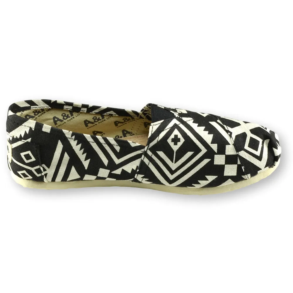 Tribu Black Canvas Slip On Shoes for Women