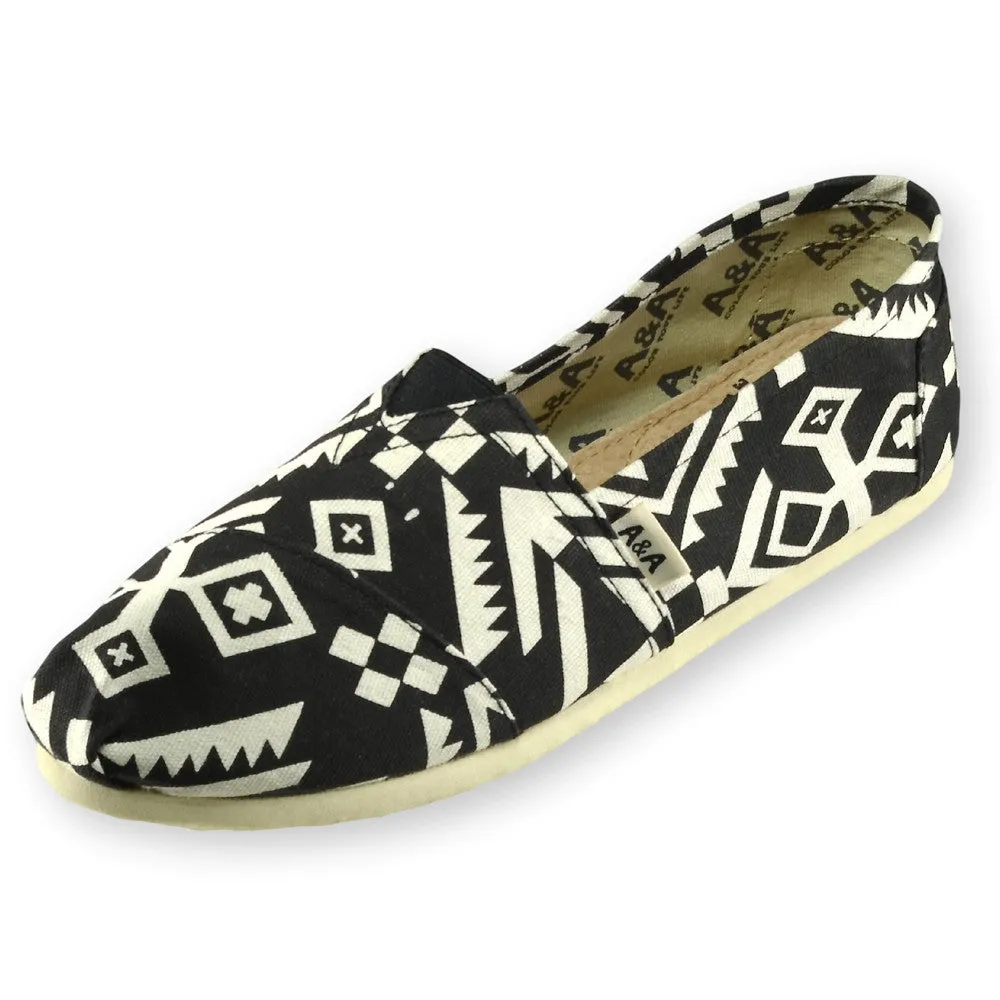 Tribu Black Canvas Slip On Shoes for Women