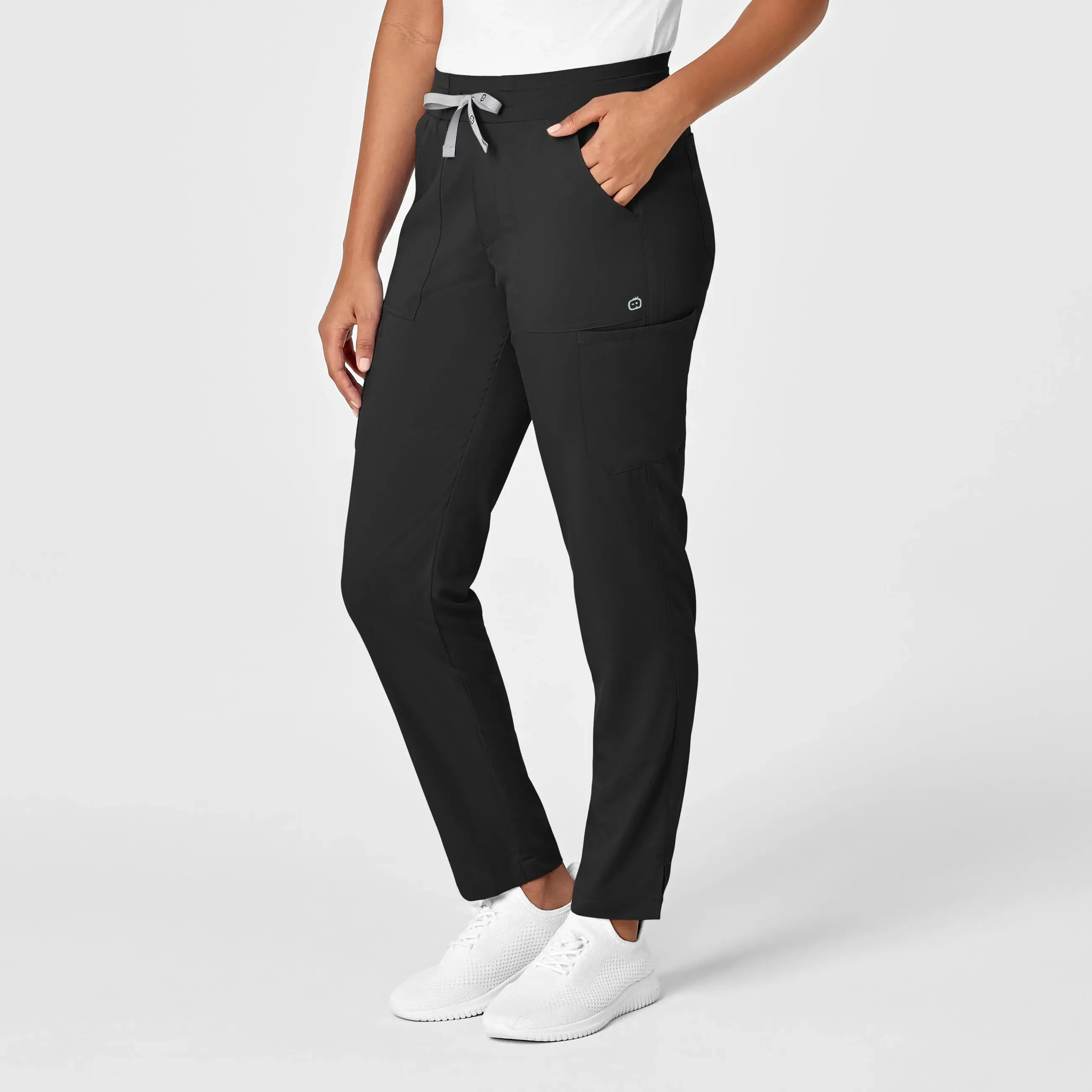 Wink Women's Slim Leg Cargo Scrub Pant - Black