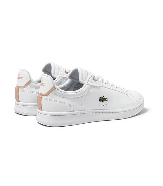 Women's Lacoste Carnaby Pro BL Tonal Leather Trainers White/Light Pink