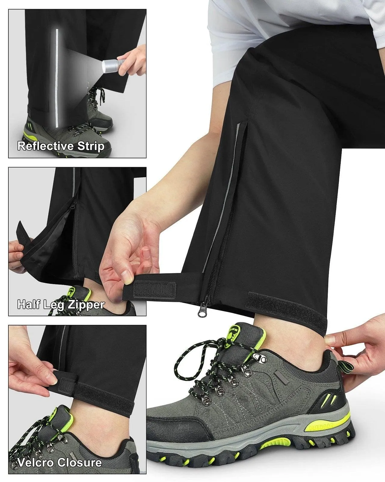 Women's Rain Pants with Reflective Design: 5000mm W/P Index 3000 Level Breathable