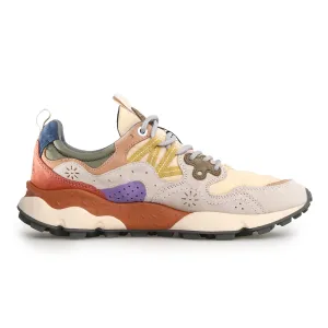 Yamano 3 Uni Suede/Nylon Trainer - Beige, Milk & Violet